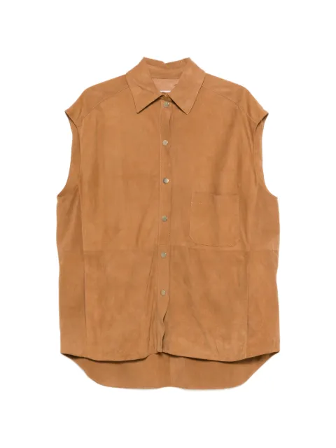 Erika Cavallini chest pocket button down waistcoat Brown E3WW02