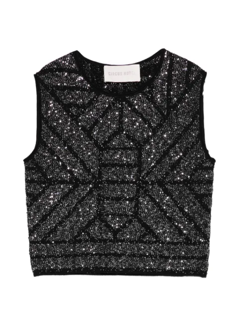 Circus Hotel sequin-embellishment top Black H4SK30