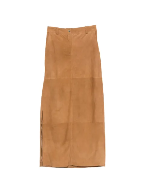 Erika Cavallini panelled slit skirt Brown E3WW01