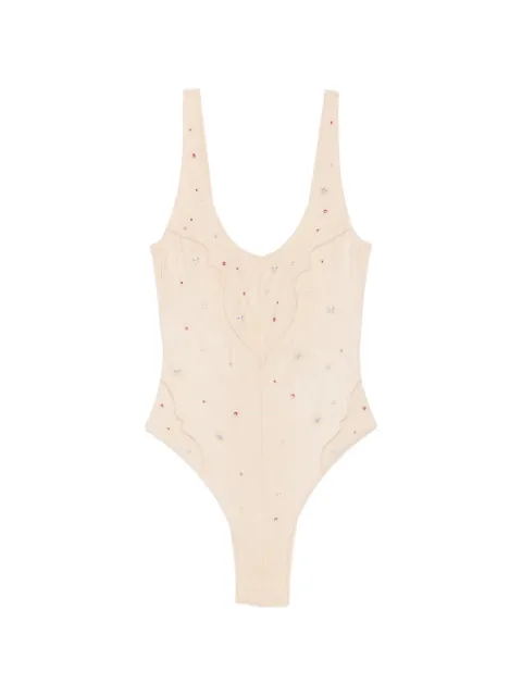 VENUJA crystal-embellished swimsuit Neutrals OP006ADST02