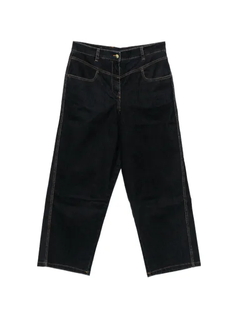 MOMONÌ contrast-stitch wide-leg denim jeans Blue MOPA02036MO