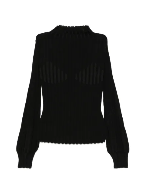 Liviana Conti ribbed balloon-sleeve sweater Black F3WA19