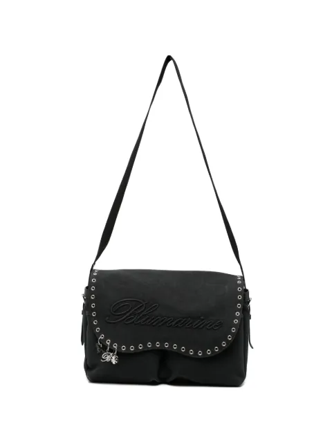 Blumarine eyelet-embellished logo-embroidered cross body bag Black HW108A