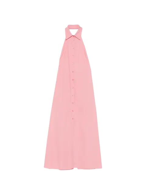 Erika Cavallini buttoned halterneck maxi dress Pink E5SJ02
