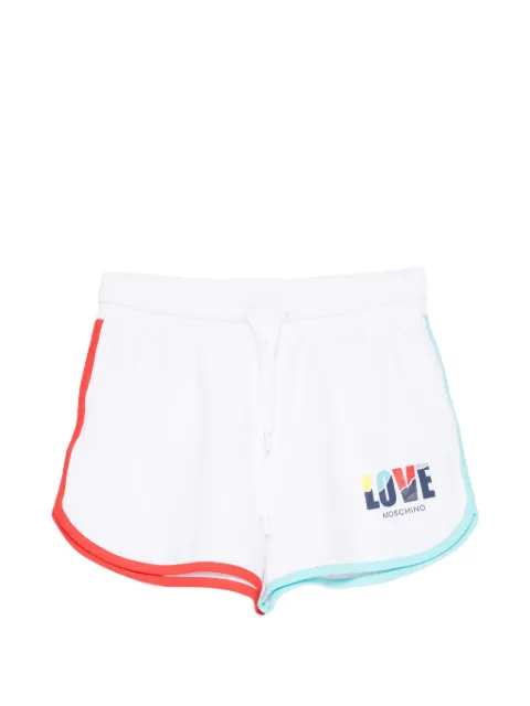 Love Moschino logo-print contrast-trim shorts White W1641