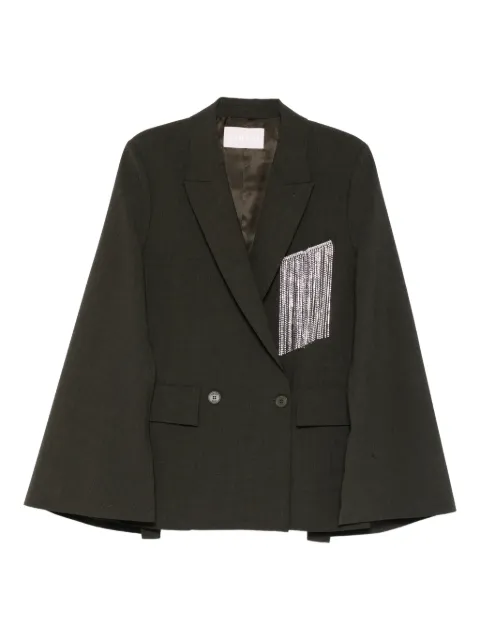 Circus Hotel fringe double-breasted coat Green H5WV20