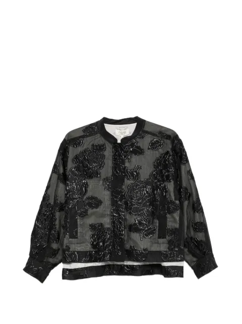 PSOPHIA floral-fil-coupé jacket Black JKT2279