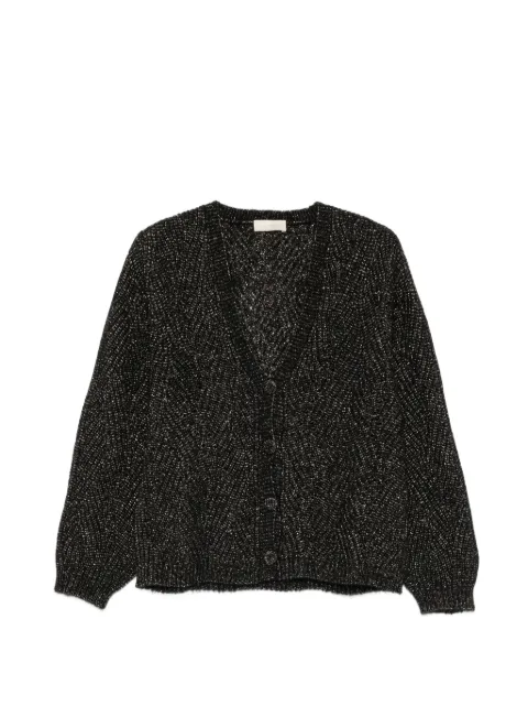 MOMONÌ Saiki metallic-effect V-neck wool cardigan Black MOKN04363MO