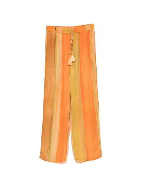 Água de Coco striped tassel-detail trousers Orange E5083A2000