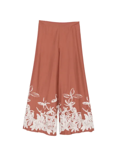 Liviana Conti leaf-embroidered trousers Brown L3SL25