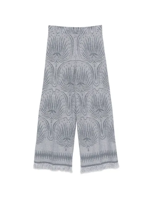 Circus Hotel patterned frayed trousers Grey H4SG34