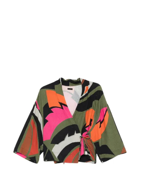Osklen floral print tie kimono Green OSK70207