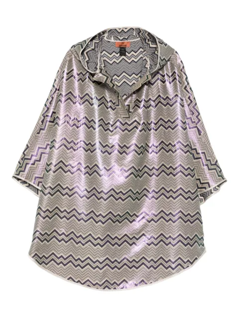 Missoni chevron-pattern hood cape Blue MAAAVMDA418