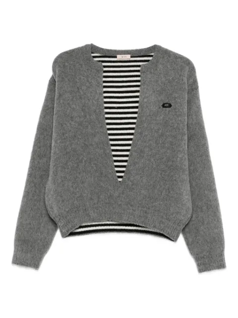 Nº21 plunging V-neck sweater Grey 25IN2M0A0187081