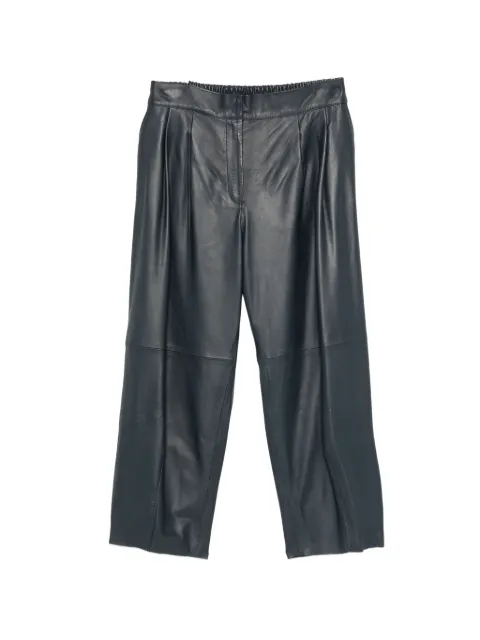 PSOPHIA pleated leather trousers Blue 101TRS1304