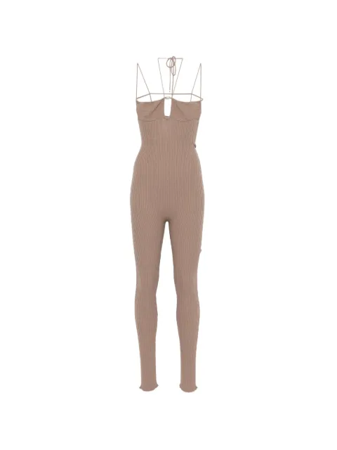 Blumarine cut-out ribbed jumpsuit Brown 4A039A