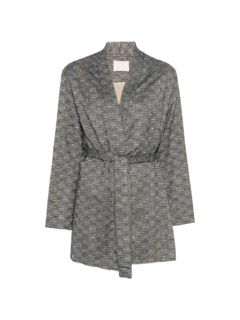 MOMONÌ Eugenie belted wrap coat Grey MOJA005