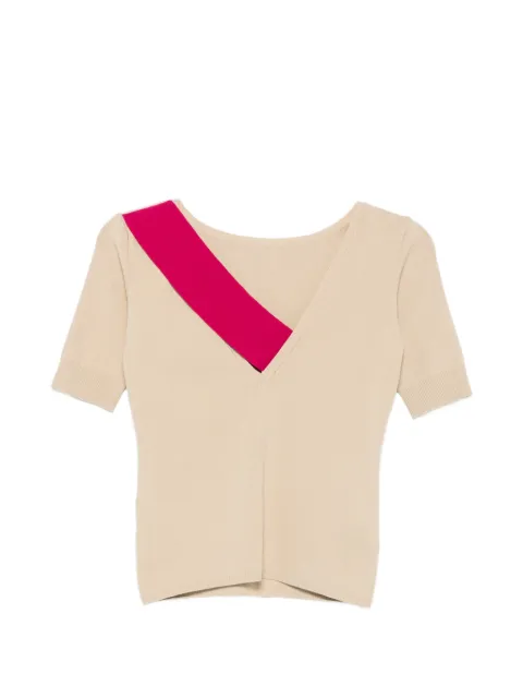 SIMONA CORSELLINI V-neck short-sleeve top Neutrals Z0801
