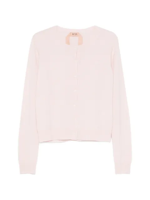 Nº21 logo-embroidered button-up cardigan Pink A0309009