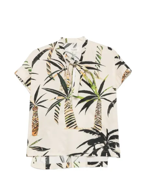 PSOPHIA palm tree-print bow-detail shirt Neutrals 225SHR2255