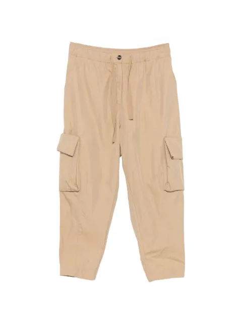 PSOPHIA drawstring-detail elasticated-waistband cotton cargo pants Neutrals 207TRS2176