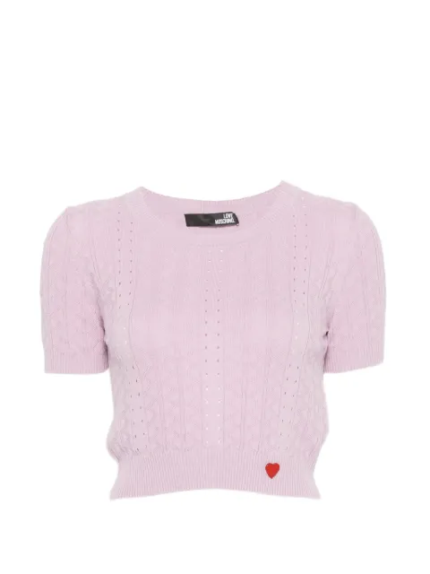 Love Moschino heart-embroidered T-shirt Purple WSM53