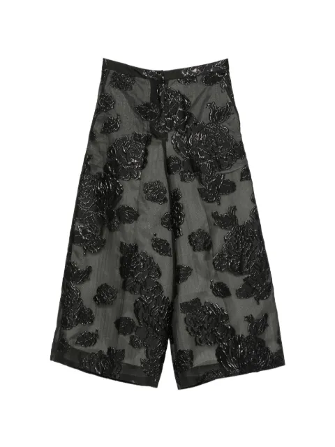 PSOPHIA floral-jacquard wide-leg palazzo pants Black TRS2276