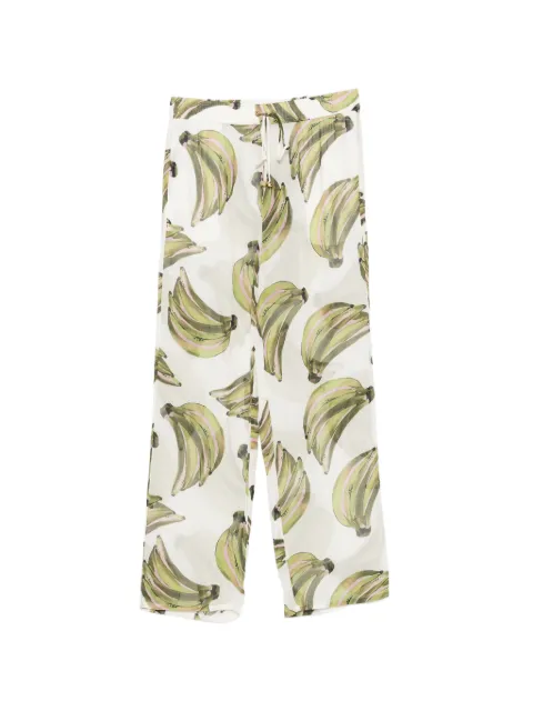 Água de Coco banana-print drawstring trousers White E5398A2004