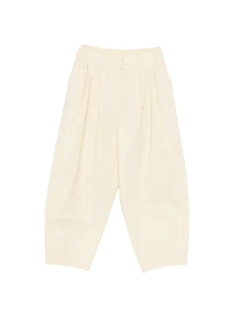 PSOPHIA pleated elasticated-waistband cotton trousers Neutrals 229TRS2273