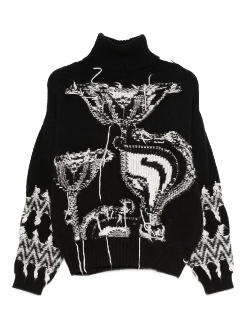 Circus Hotel patterned roll-neck sweater Black H5WB21
