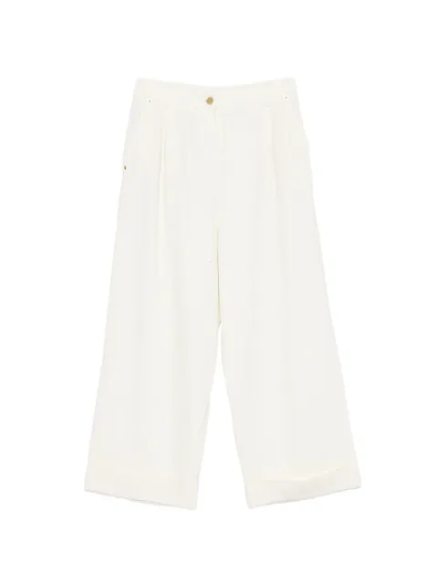 MOMONÌ Grecal pleated turned-up trousers White MOPA026