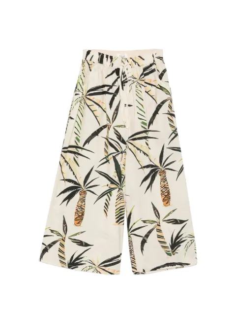 PSOPHIA palm tree-print drawstring trousers Neutrals 225TRS2262
