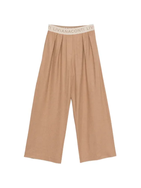 Liviana Conti logo-waistband trousers Neutrals F3WN70