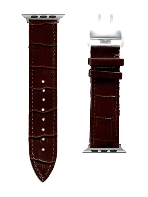 VELANTE leather Apple watch strap Brown 08PEA44SDARKBROWN