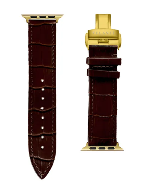 VELANTE crocodile-embossed Apple watch strap Brown 08PEA44GDARKBROWN
