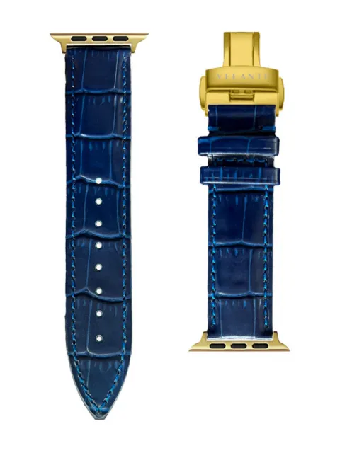 VELANTE leather Apple Watch strap Blue 08PEA40GNIGHTBLUE