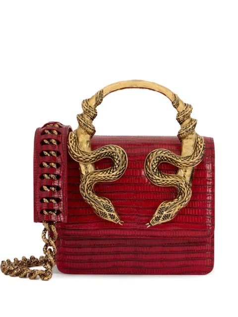 Roberto Cavalli medium snake-embellished top-handle chain cross body bag Red VWB001PZ119