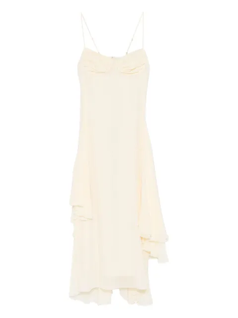 OCCLEUS Harvey ruffled midi dress Neutrals OCC92118