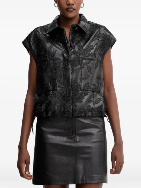 GUESS USA floral-embroidery gilet Black W5YN79WHGU0