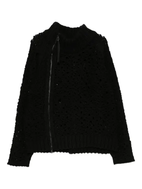 The Viridi-Anne mesh zip-up jumper Black VI391907