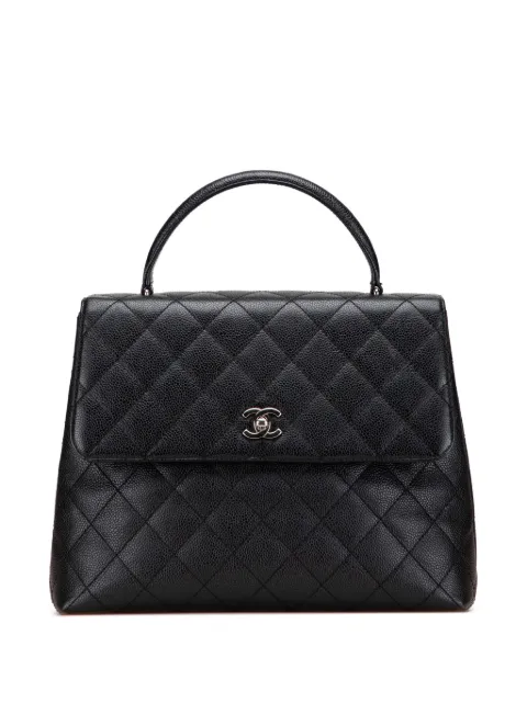 CHANEL Pre-Owned 2000-2002 CC Quilted Caviar Kelly Top Handle Bag handbag Black U8TMFKAAQ2IMOJ2B
