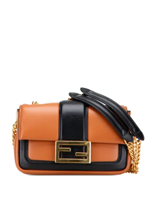 Fendi Pre-Owned 2010-2025 Mini Bicolor Nappa Apolo Chain Baguette shoulder bag Black DVYZTXZQY79QV81B