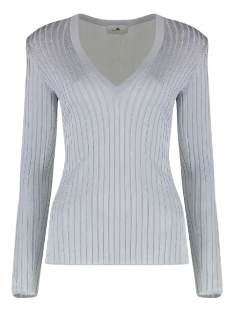 Elisabetta Franchi ribbed padded-shoulders top Grey MK21S56E2