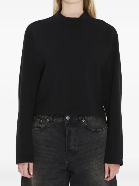 Moncler logo-patch cropped sweater Black K24038G0000289AYC