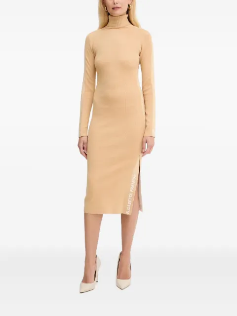 Elisabetta Franchi roll-neck side-slit dress Neutrals AM03S56E2
