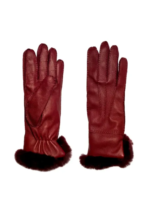 Restelli fur-trimmed leather gloves Red 85BORDEAUX