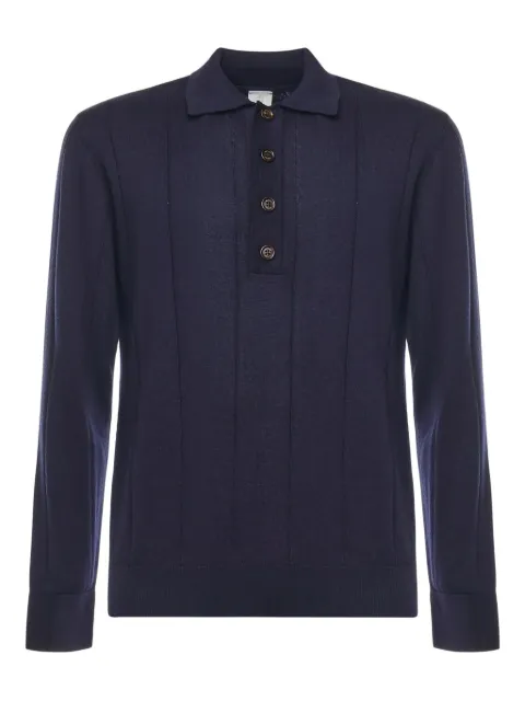 Eleventy knitted long-sleeve polo shirt Blue L76POLL09MAG0K007