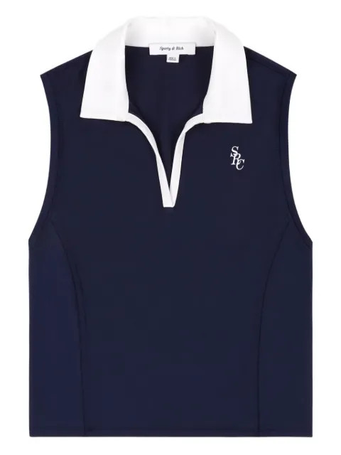 Sporty & Rich SRC Sports collared sleeveless top Blue TO024621302BL107