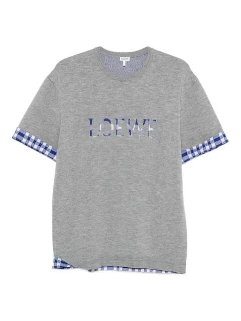 LOEWE logo-detail checked T-shirt Grey H526Y55K151122