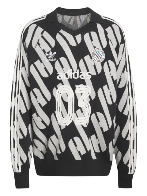 adidas logo-intarsia long-sleeve sweater Black KQ5083